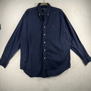 Ralph Lauren Blake Men's Navy Blue Long Sleeve Button Down Shirt Size Medium